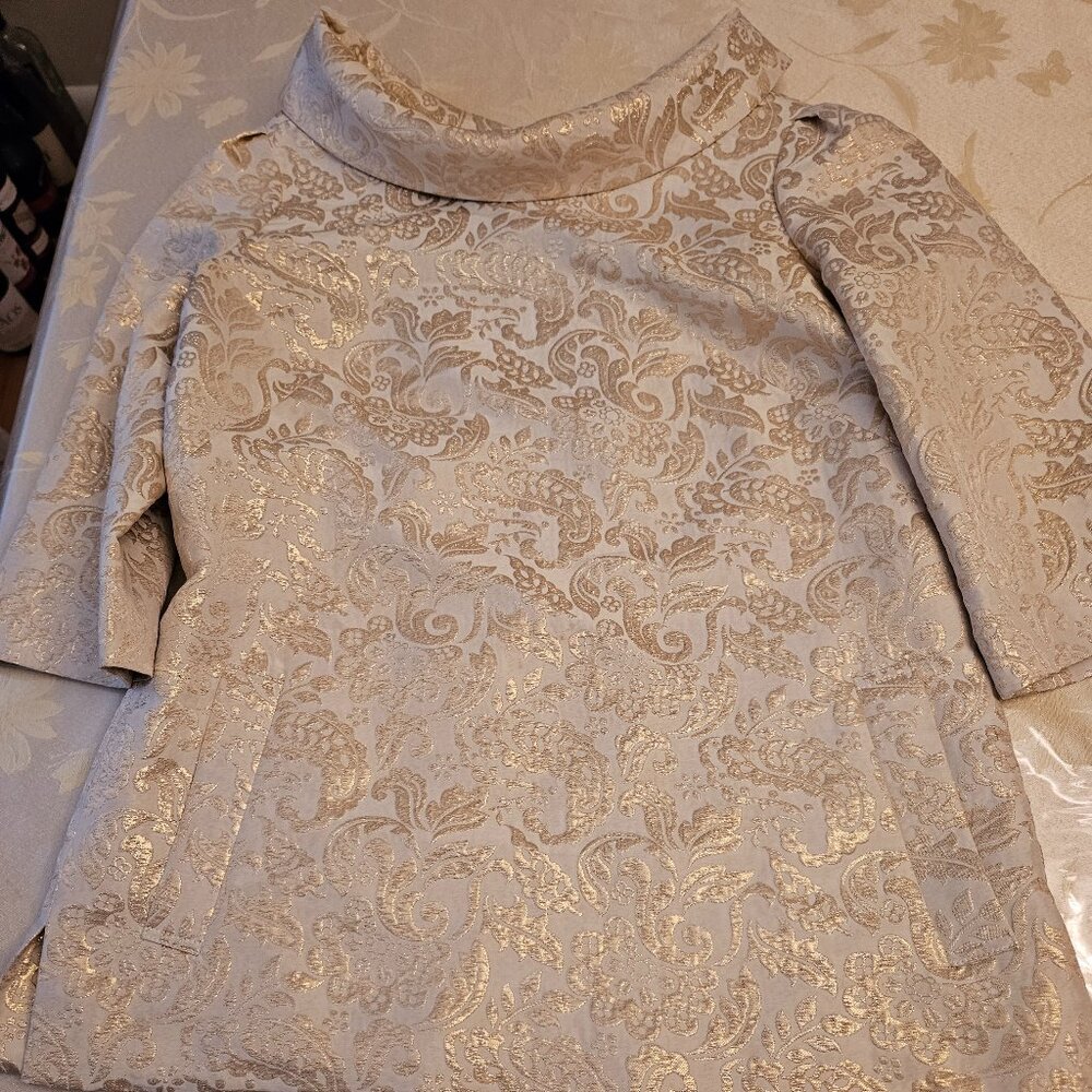 Lilly Pulitzer Cream Tunic with Gold Metallic Brocade